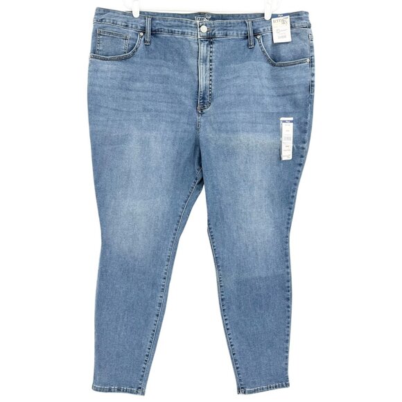 NWT Terra & Sky Women's Core Skinny High Rise Stretch Blue Denim Jeans Plus 26W - Picture 1 of 11